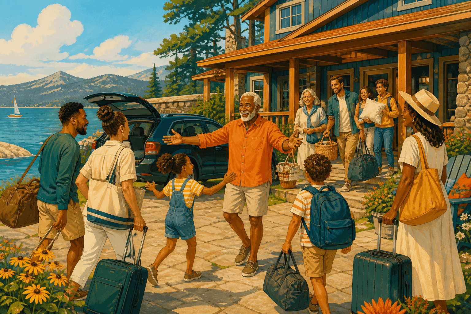 Family gathering for a celebration