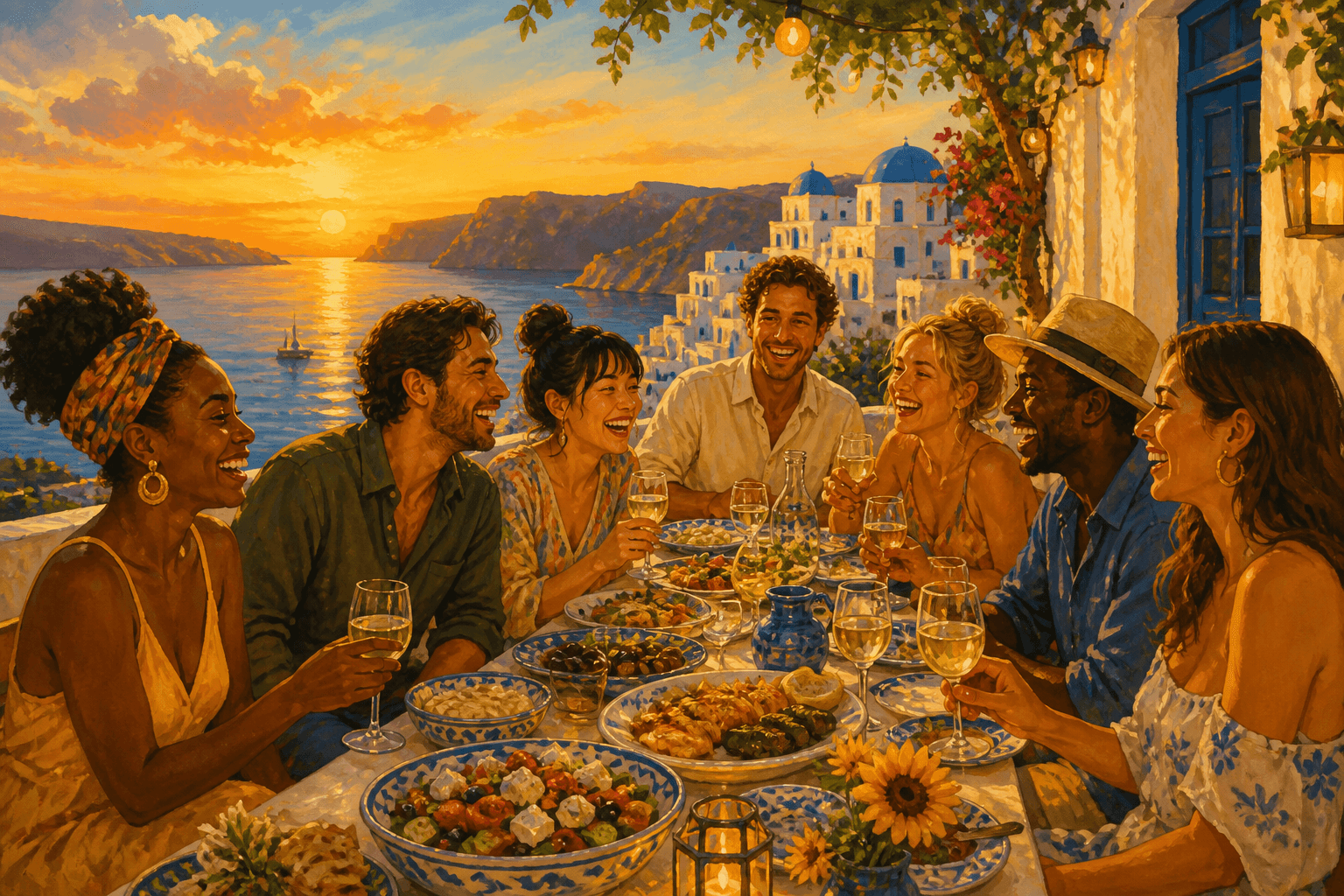 Friends enjoying a dinner together