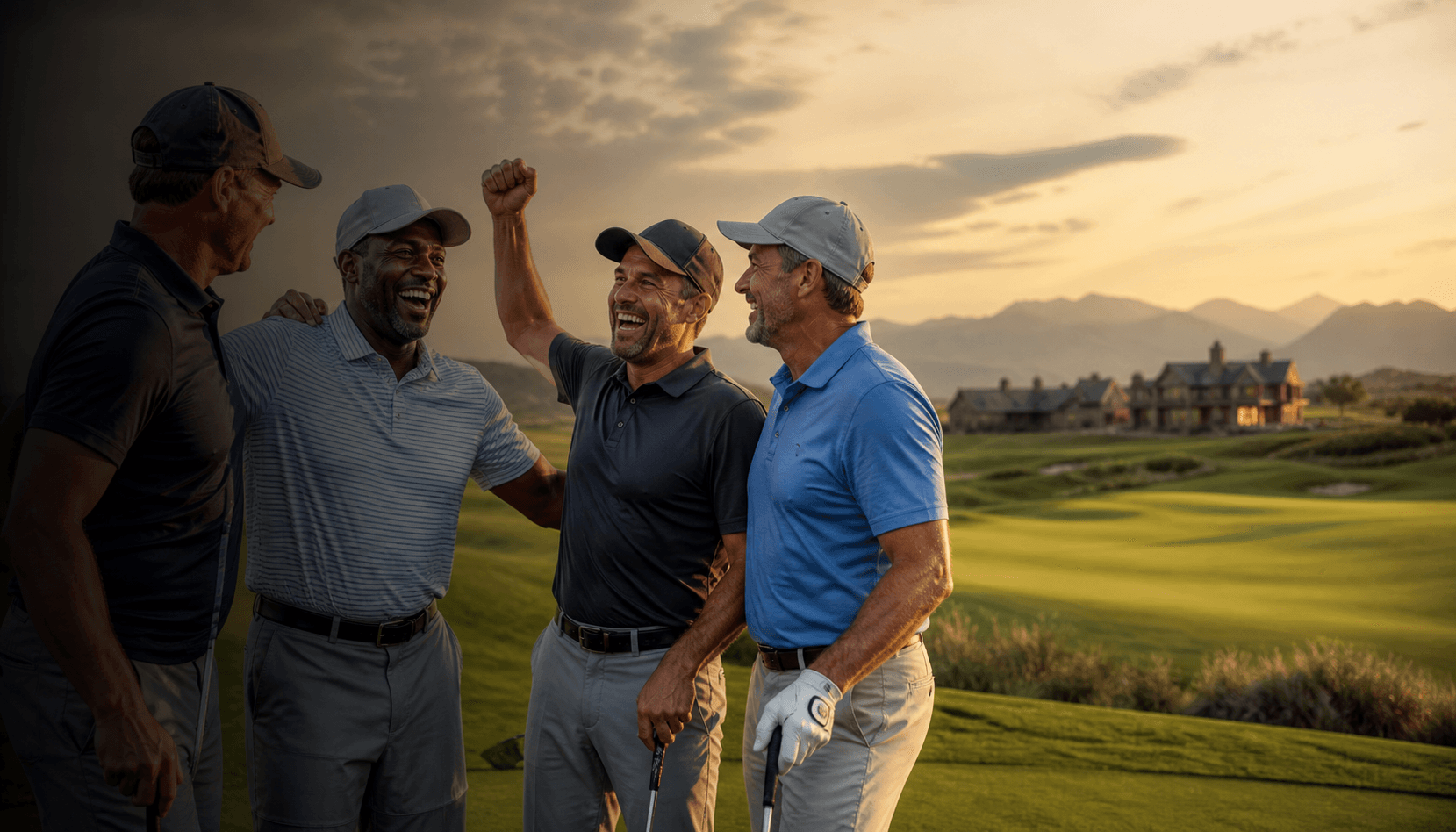 Friends enjoying a golf trip