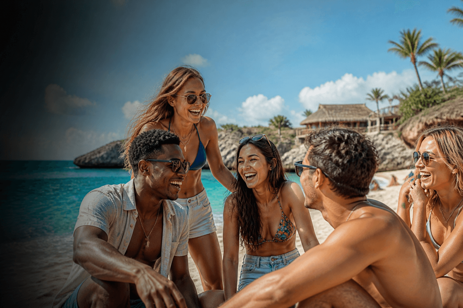 Friends enjoying a spring break beach trip