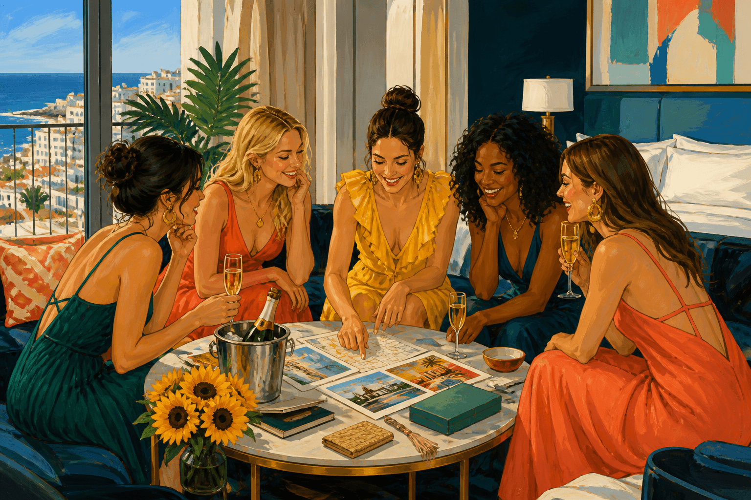 Friends planning a bachelorette weekend together